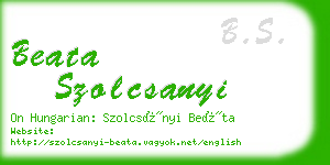 beata szolcsanyi business card